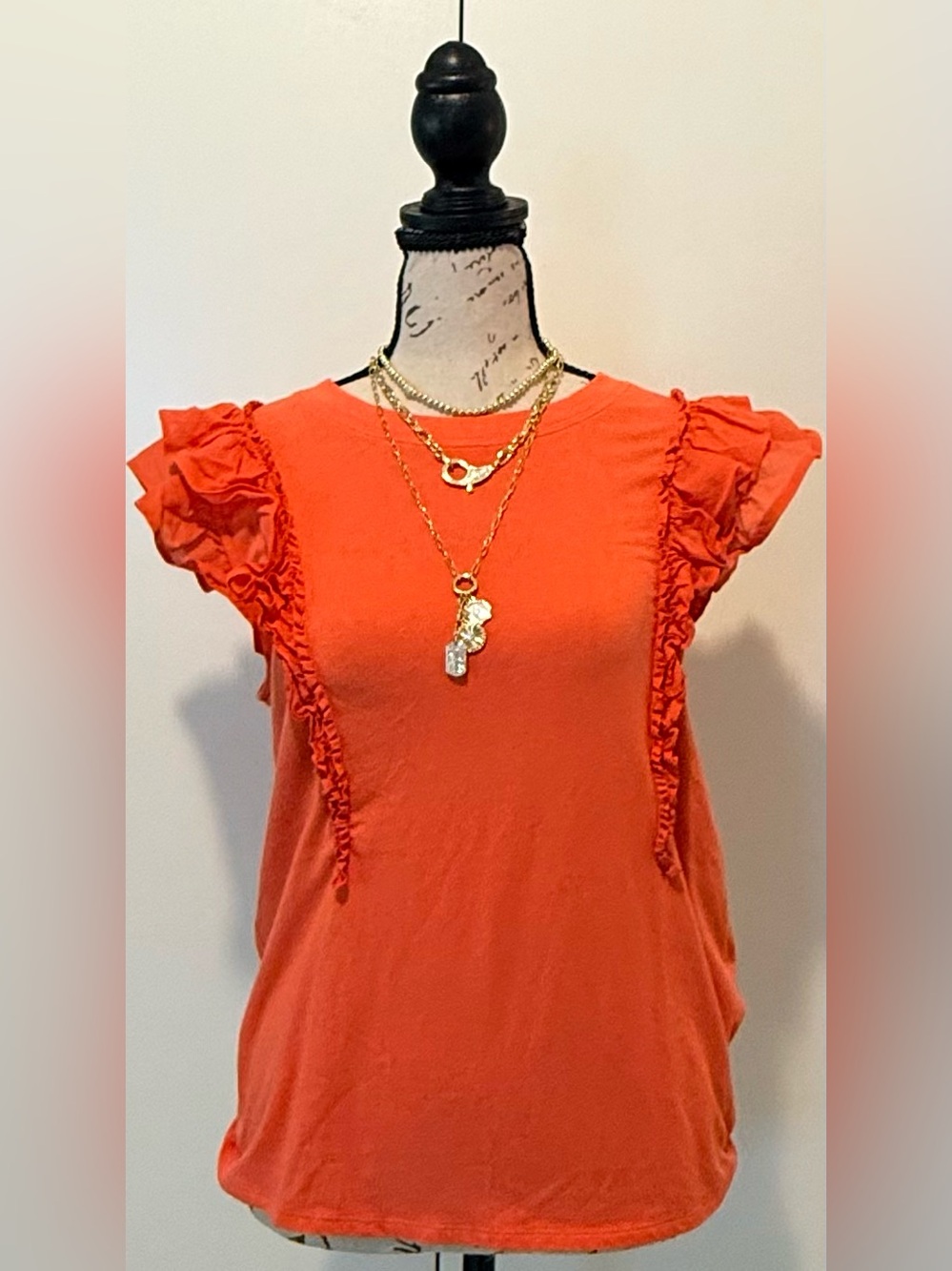 LC Lauren Conrad Coral Ruffle Sleeve Tank